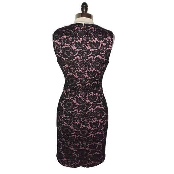 TOMMY HILFIGER Size 10 Sheath Dress Pink Black Floral Lace Sleeveless - Picture 5 of 7